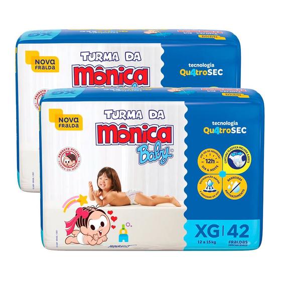 Imagem de Kit de Fraldas Turma da Mônica Baby Mega Tamanho XG 84 Unidades