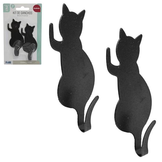 Imagem de Kit De Gancho Autoadesivo Gato Com 2 Peças