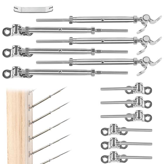 Imagem de Kit de Hardware Muzata para Trilhos de Cabo - Aço Inoxidável T316