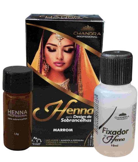 Imagem de Kit de Henna Profissional Designer sobrancelha Chandra com Navalha Pincel chanfrado Alto Rendimento