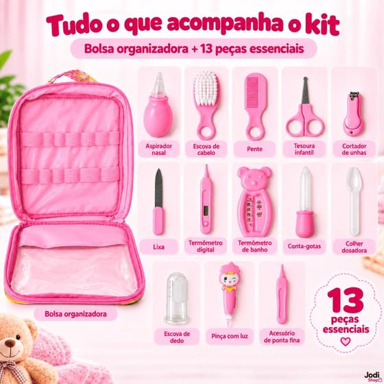 Kit de Higiene para Bebê Recém-Nascido 13 Peças Azul e Rosa - TIME