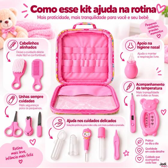 Kit de Higiene para Bebê Recém-Nascido 13 Peças Azul e Rosa - TIME