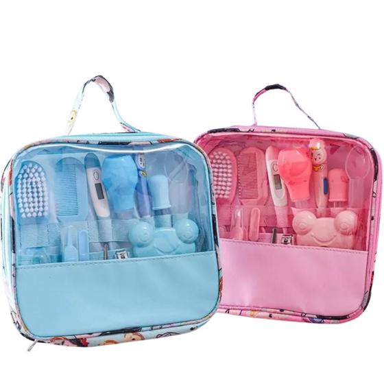 Kit de Higiene para Bebê Recém-Nascido 13 Peças Azul e Rosa - TIME