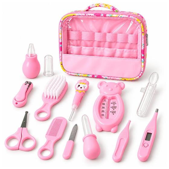 Kit de Higiene para Bebê Recém-Nascido 13 Peças Azul e Rosa - TIME