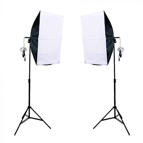 Imagem de Kit de Iluminação Duplo Foto e Video Luz Contínua Softbox 50x70cm e Tripé