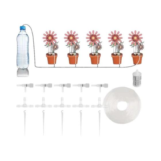 Imagem de Kit De Irrigação Por Gotejamento De Jardim Com Mangueira De 4/7 Mm Com Válvula Reguladora Micro