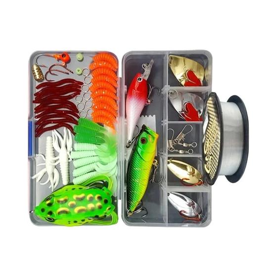 Imagem de Kit de Iscas de Pesca com Iscas Dura, Macia, Minnow, Jig e Spoon - Conjunto Completo