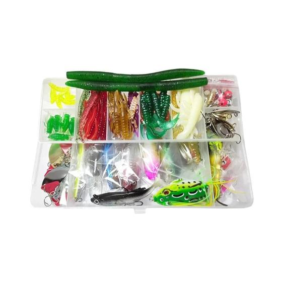 Imagem de Kit de Iscas de Pesca com Iscas Dura, Macia, Minnow, Jig e Spoon - Conjunto Completo