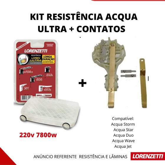 Imagem de Kit de Laminas Contato + Resistência Ducha Acqua Duo Ultra Stom Star  Lorenzetti