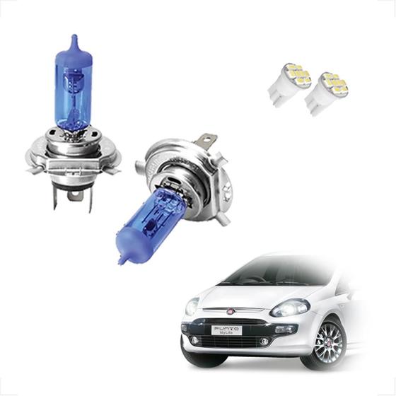 Imagem de Kit de Lâmpadas Halógena Super Branca Farol Alto e Baixo H4 para Punto 2008 até 2017