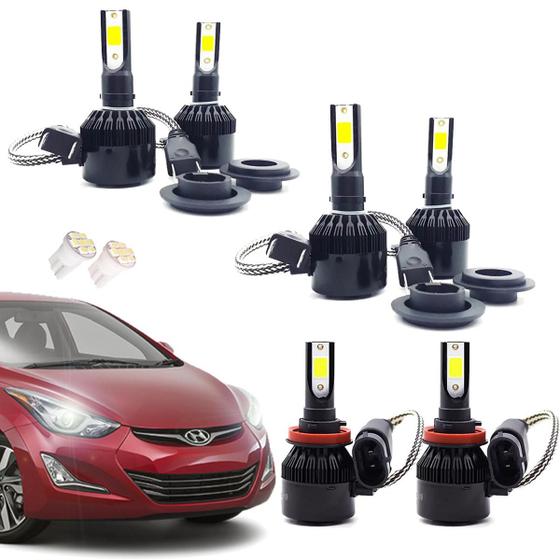 Imagem de Kit de Lampadas Led Tech One 8000k Azulado Farol Alto Baixo e Milha Elantra 2011 2012 2013 2014