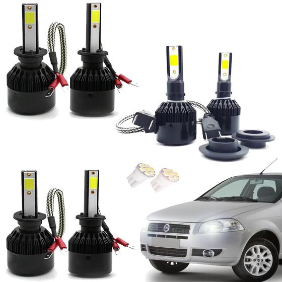 Imagem de Kit de Lâmpadas Led Tech One 8000k Azulado Farol Alto Baixo e Milha Palio 2012 2013 2014