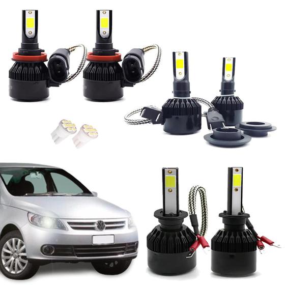 Imagem de Kit de Lampadas Led Tech One 8000k Azulado Farol Alto Baixo e Milha Voyage G6 2015 2016