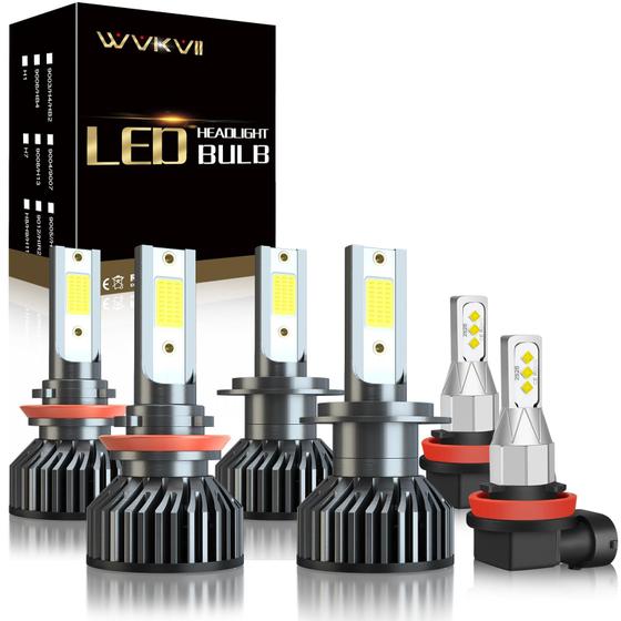 Imagem de Kit de lâmpadas LED WVKVII adequado para faróis de neblina Ford Fusion (2006-2018) H7 High Beam + H11 Low Beam + H11/H8