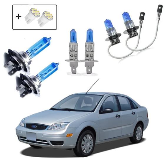 Imagem de Kit de Lâmpadas Shocklight Super Branca H7 H1 H3 Farol Baixo Alto e Milha Ford Focus 2004 2005 2006 2007 2008