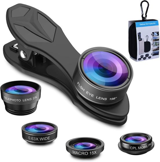 Imagem de Kit de Lentes 5 em 1 para Câmera de Celular MIAO LAB - Grande Angular 0,63X