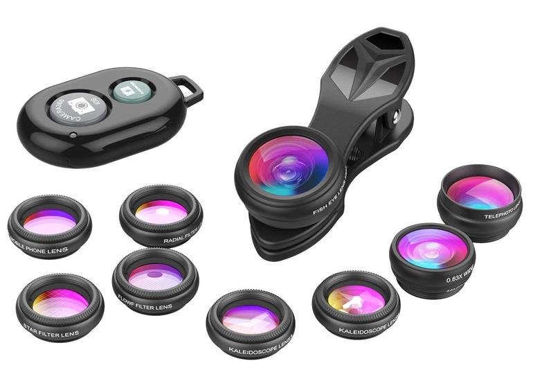 Imagem de Kit de Lentes APEXEL 10 em 1 para Câmera - Macro, Grande Angular e Teleobjetiva