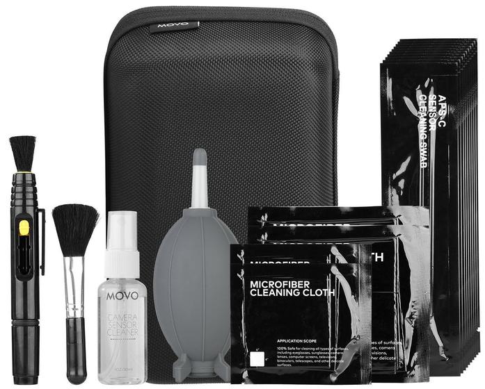 Imagem de Kit de limpeza de câmera Movo Deluxe Essentials com 10 cotonetes APS-C