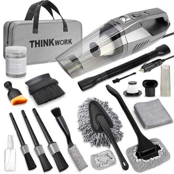 Imagem de Kit de limpeza de carro THINKWORK Car Vacuum 8000Pa com escova de 7 unidades