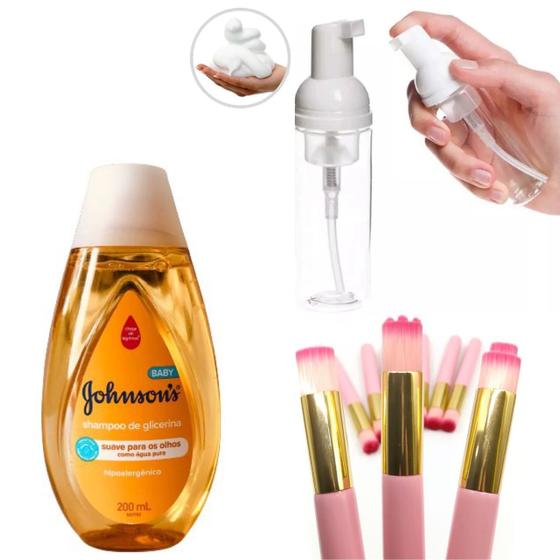 Imagem de Kit De Limpeza De Cílios Frasco Pump   Shampoo   Pincel De Limpeza