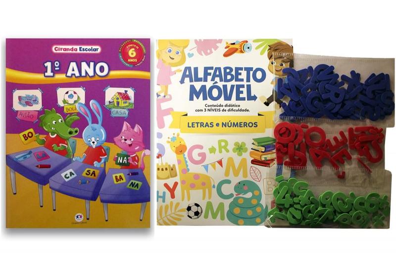 Imagem de Kit de livros: alfabeto movél letras e números + Criança escolar 1 ano -  5+ anos