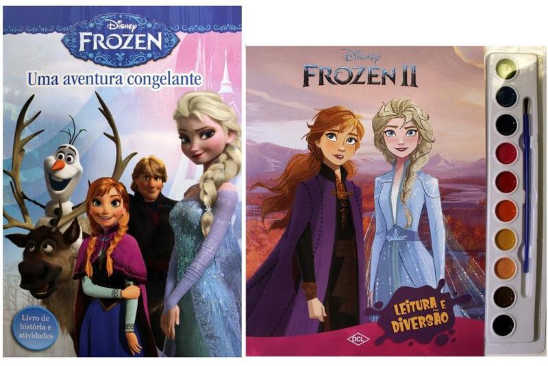 Imagem de Kit de livros infantis:  coleção disney aquarela frozen + livro de historias e atividades frozen- Crianças 4+ Anos
