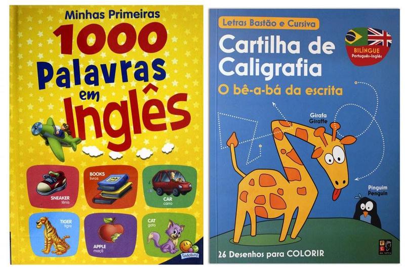 Imagem de Kit de livros Minhas Primeiras 1000 Palavras em Inglês + Cartilha de Caligrafia: Bilíngue - Crianças 6+ Anos -  