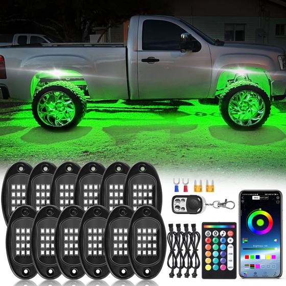 Imagem de Kit de Luzes de Rocha LED RGB ZONECONA - 12 Pods com Controle APP/RF