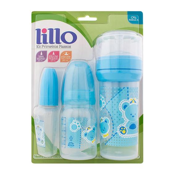 Imagem de Kit de Mamadeiras Lillo Primeiros Passos Cor Azul com 3 Unidades Ref: 604621