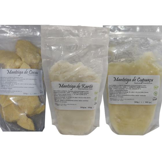 Imagem de Kit De Manteigas Vegetais Cacau + Karité + Cupuaçú 300g Cada