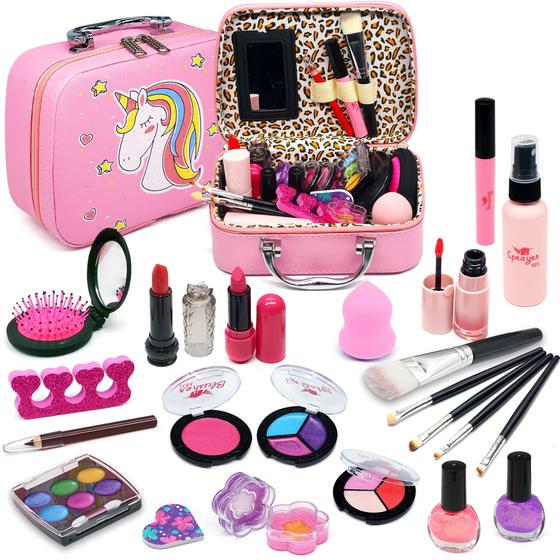 Imagem de Kit de maquiagem Amerrly Kids Girl lavável com 27 cosméticos