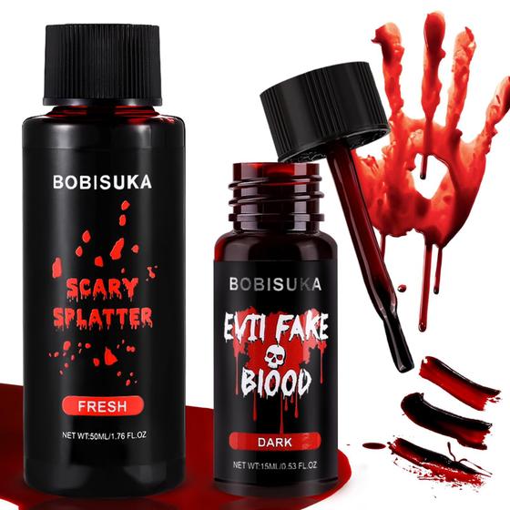 Imagem de Kit de maquiagem de sangue falso de Halloween BOBISUKA com textura realista