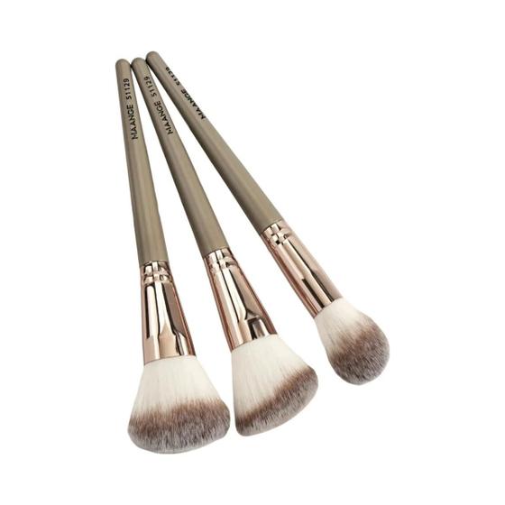 Imagem de Kit de Maquiagem Feminino com 3 Peças - Base, Blush e Bronzer com Pincel Macio