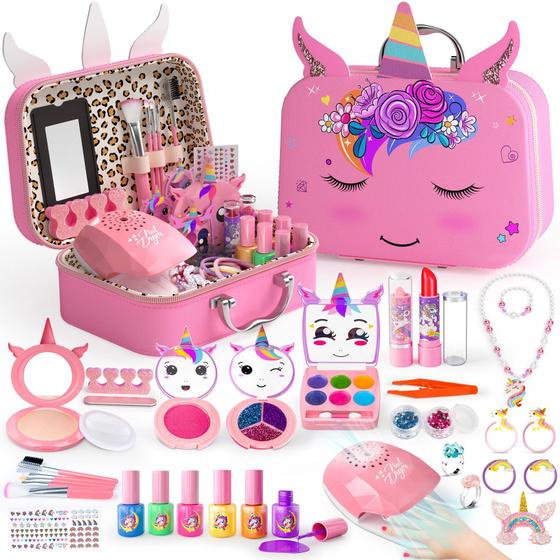 Imagem de Kit de maquiagem Osllate Kids for Girl com estojo cosmético de unicórnio