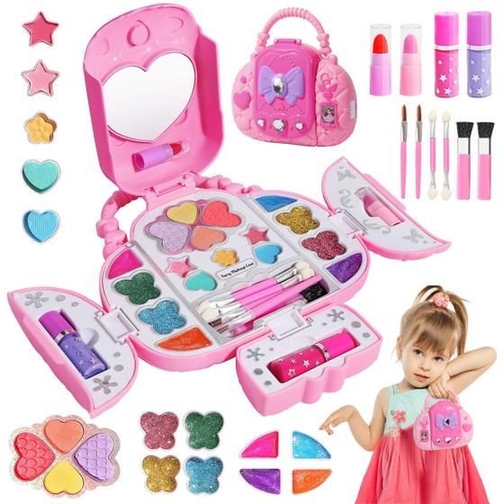 Imagem de Kit de maquiagem Topsolid Kids para meninas com espelho lavável por mais de 3 anos