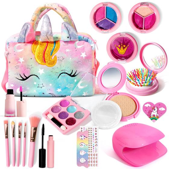 Imagem de Kit de maquiagem ULOVEME Kids para menina com bolsa com esmalte 8-12