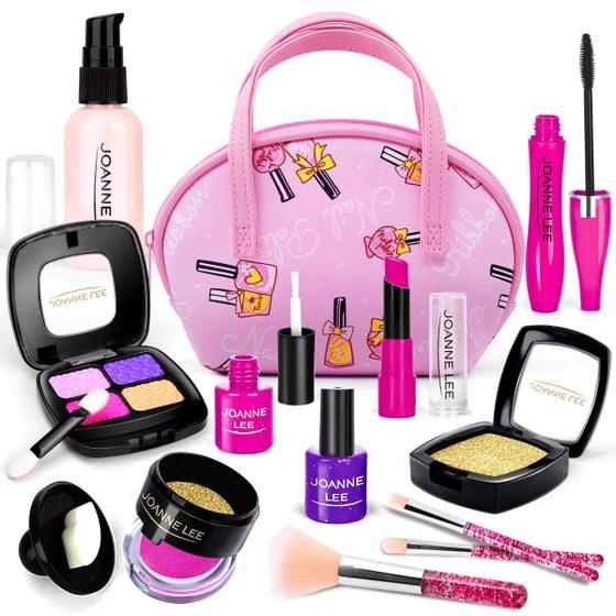 Imagem de Kit de maquiagem UMIKU Pretend Makeup para crianças, 12 peças com bolsa