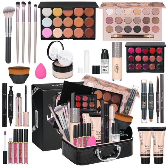 Imagem de Kit de maquiagem Venshun All-in-One com paleta de sombras e brilho labial