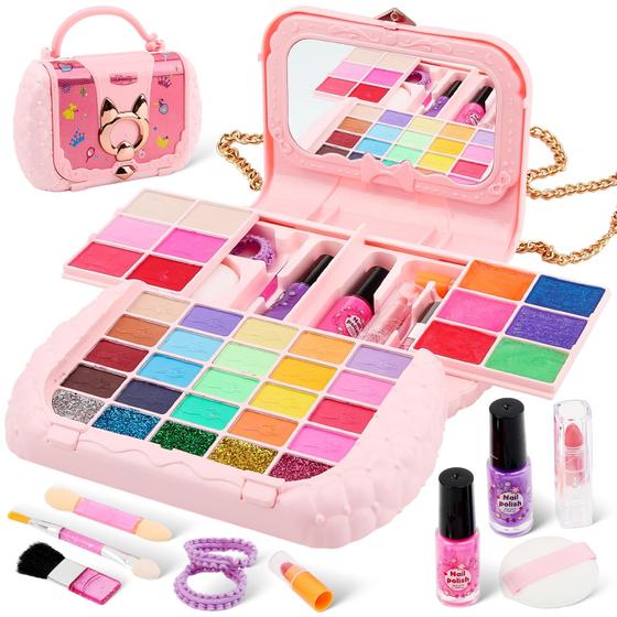 Imagem de Kit de maquiagem YTYOTO para meninas com espelho, lavável, 3 anos ou mais