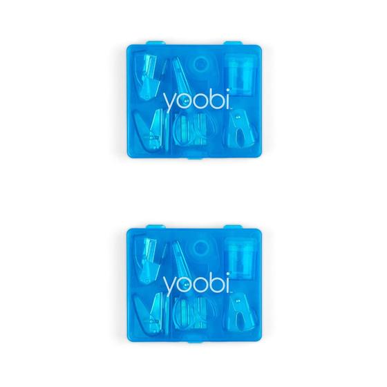 Imagem de Kit de material de escritório Yoobi Blue Mini com tesoura, grampeador e muito mais