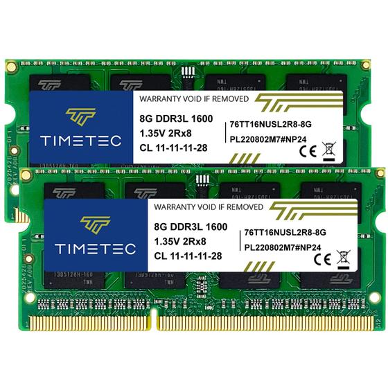Kit de Memória RAM Timetec 16GB (2x8GB) DDR3L/DDR3 1600MHz para Notebook Imagem de Kit de Memória RAM Timetec 16GB (2x8GB) DDR3L/DDR3 1600MHz para Notebook