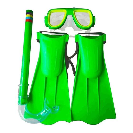 Imagem de Kit De Mergulho Infantil Com 3 Peças Verde DM Toys