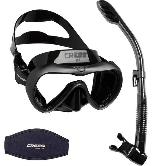 Imagem de Kit de Mergulho Máscara+Respirador Cressi A1 Anti Fog + Supernova Dry + Strap