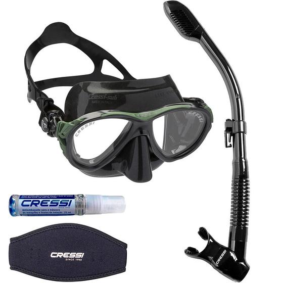 Imagem de Kit de Mergulho Máscara+Respirador Cressi Eyes Evolution + Supernova Dry + Anti Fog Sea Gold + Strap