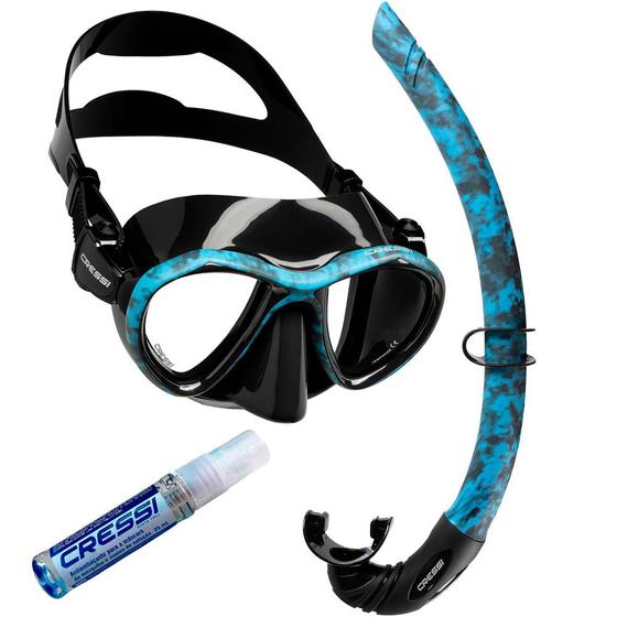 Imagem de Kit de Mergulho Máscara+Respirador Cressi Metis Hunter + Corsica Hunter Flex + Anti Fog Sea Gold