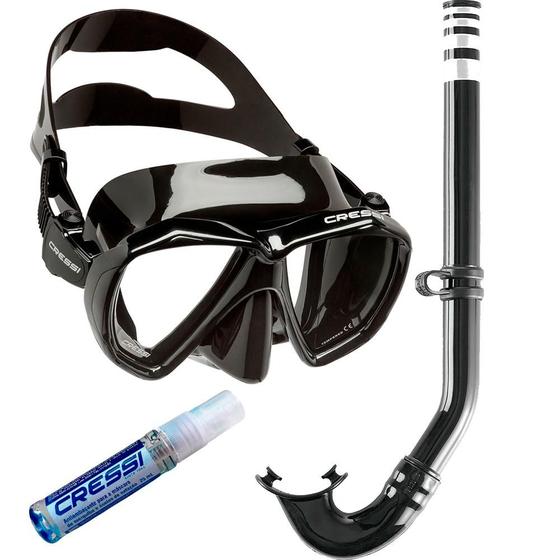 Imagem de Kit de Mergulho Máscara+Respirador Cressi Ranger Black + Gringo + Anti Fog Sea Gold