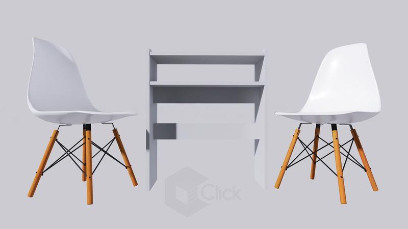 Imagem de Kit De Mesa Branca + 2 Cadeiras Branca Eiffel Eames Manicure