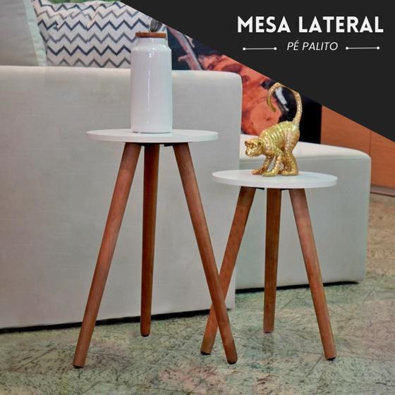 Imagem de Kit De Mesas Trio Mesa Redonda Pé Palito Retrô Decorativa