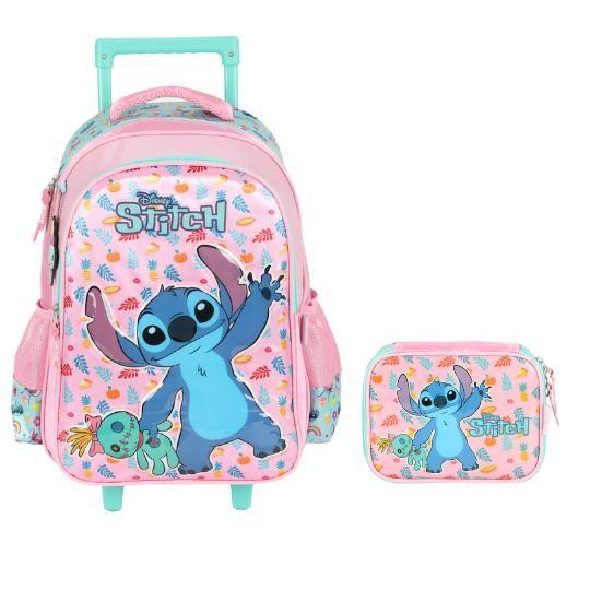 Imagem de Kit de Mochila Infantil De Rodinhas + Estojo Box Stitch, Rosa - Luxcel