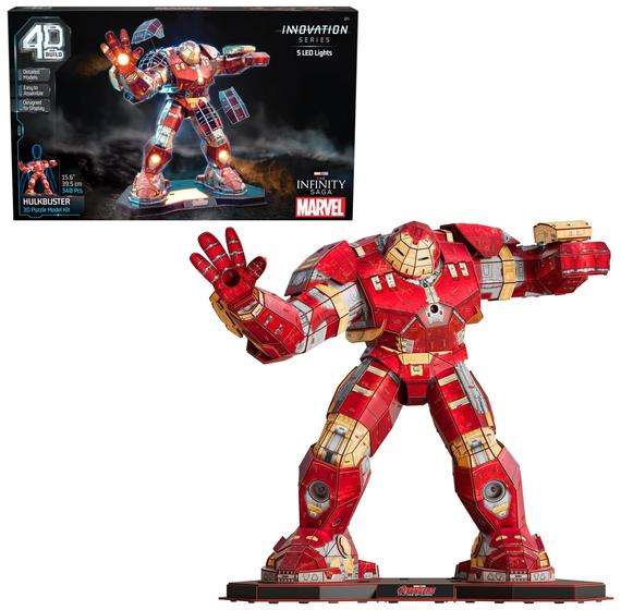 Imagem de Kit de modelos de quebra-cabeça 3D 4D Build Marvel Hulkbuster com LED 348 unidades